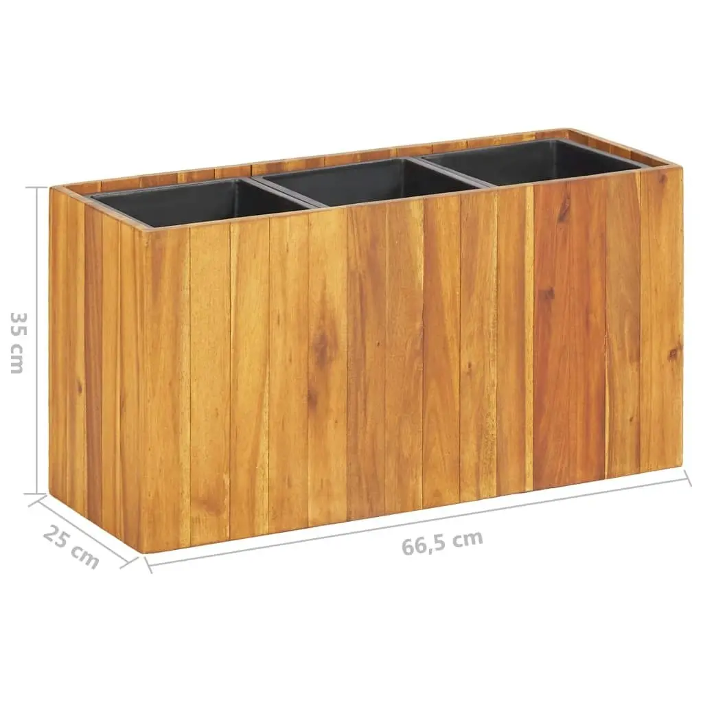 Garden Raised Bed with 3 Pots Solid Acacia Wood 46572