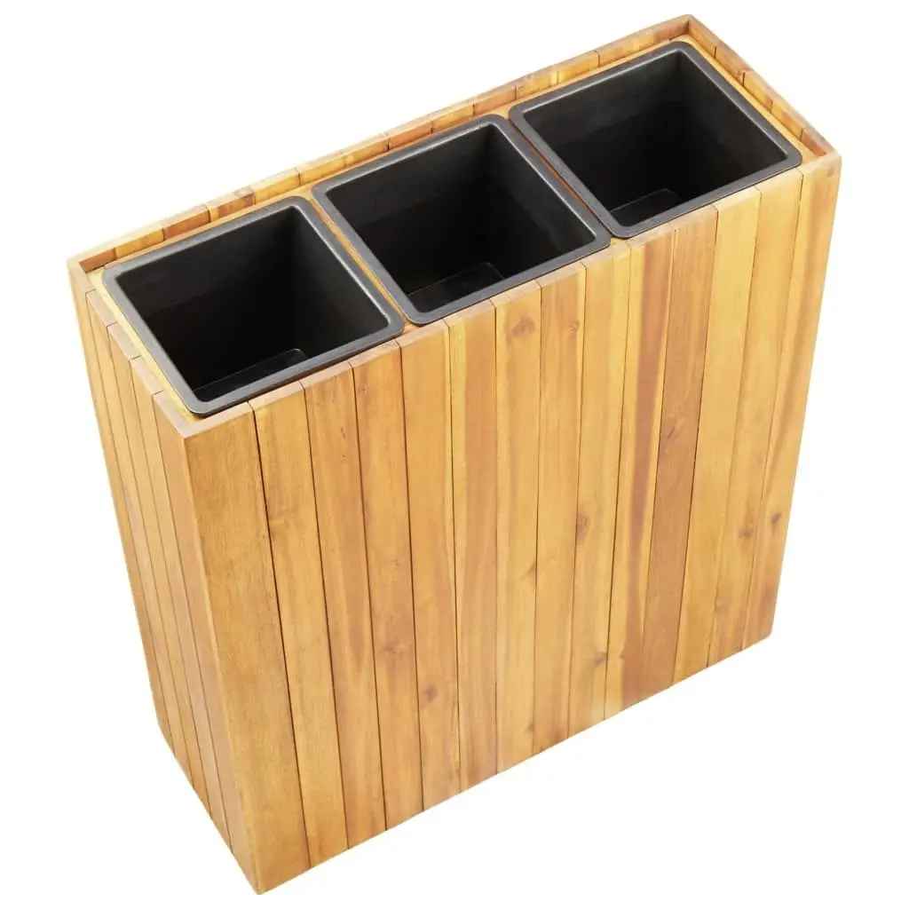 Garden Raised Bed with 3 Pots Solid Acacia Wood 46573