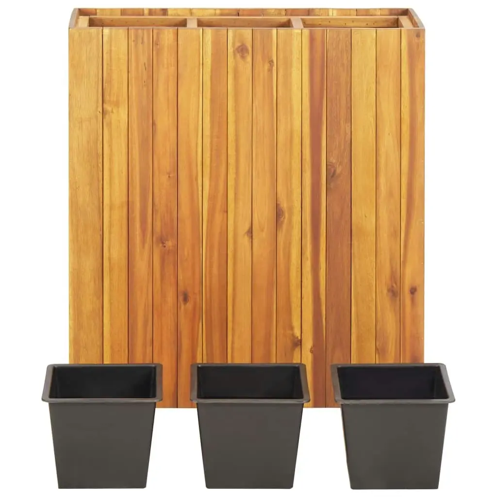 Garden Raised Bed with 3 Pots Solid Acacia Wood 46573