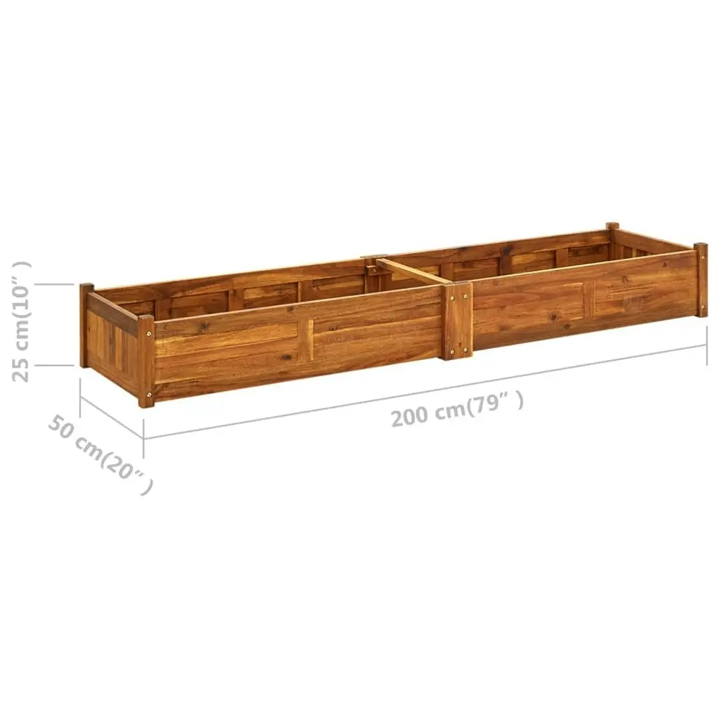 Garden Raised Bed Acacia Wood 200x50x25 cm 42568