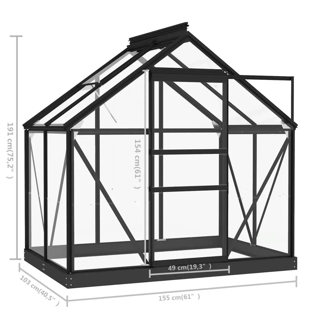 Glass Greenhouse Anthracite 155x103x191 cm Aluminium 3082333