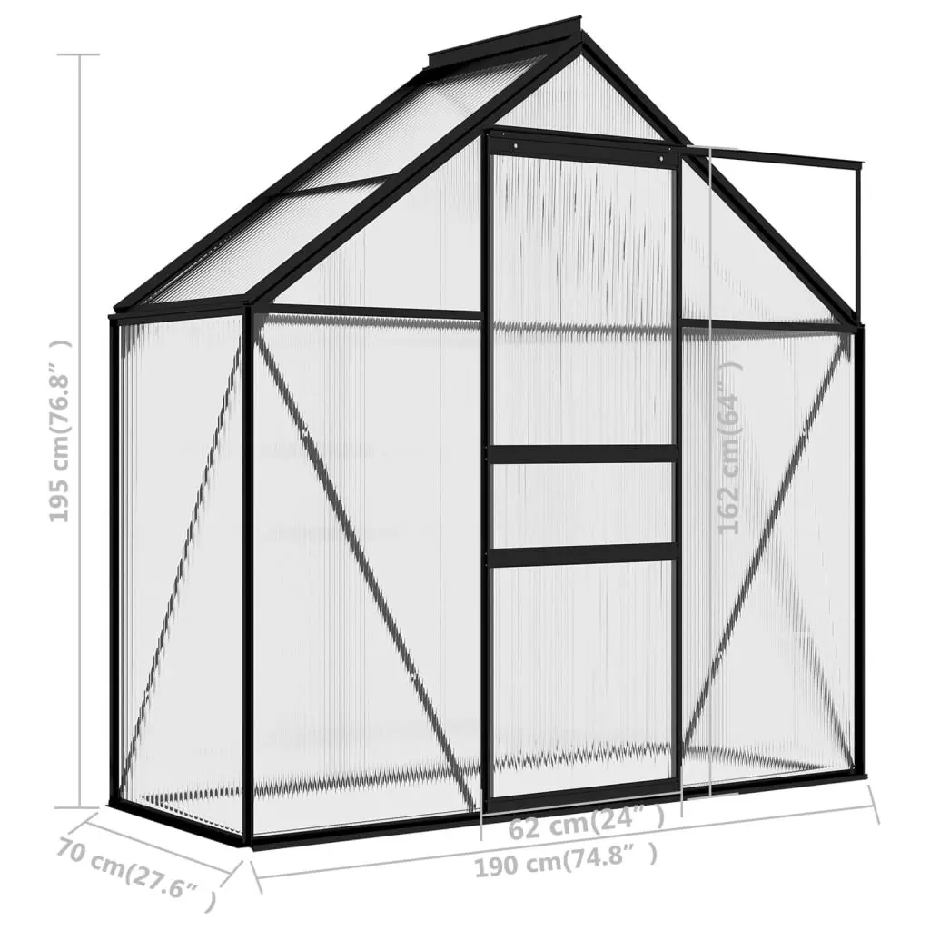 Greenhouse Anthracite Aluminium 1.33 mÂ² 312056