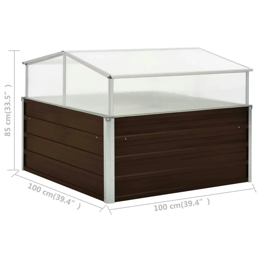 Greenhouse Brown 100x100x85 cm Galvanised Steel 45711