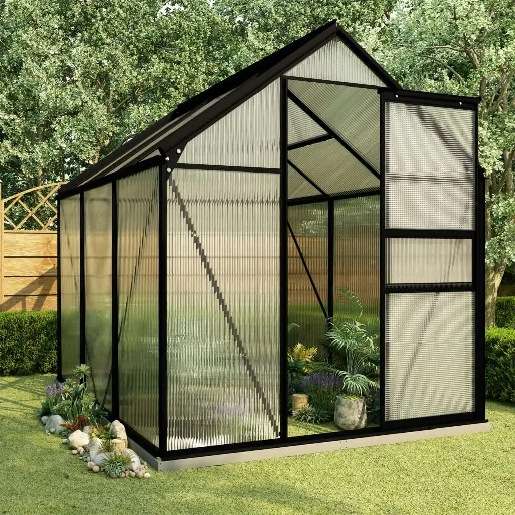 Greenhouse with Base Frame Anthracite Aluminium 3.61 mÂ² 48215