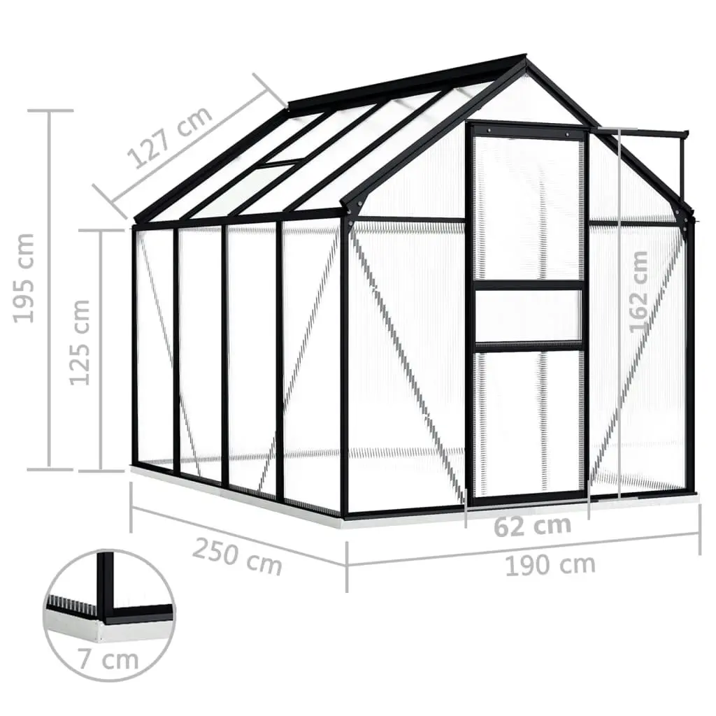 Greenhouse with Base Frame Anthracite Aluminium 4.75 mÂ² 48216