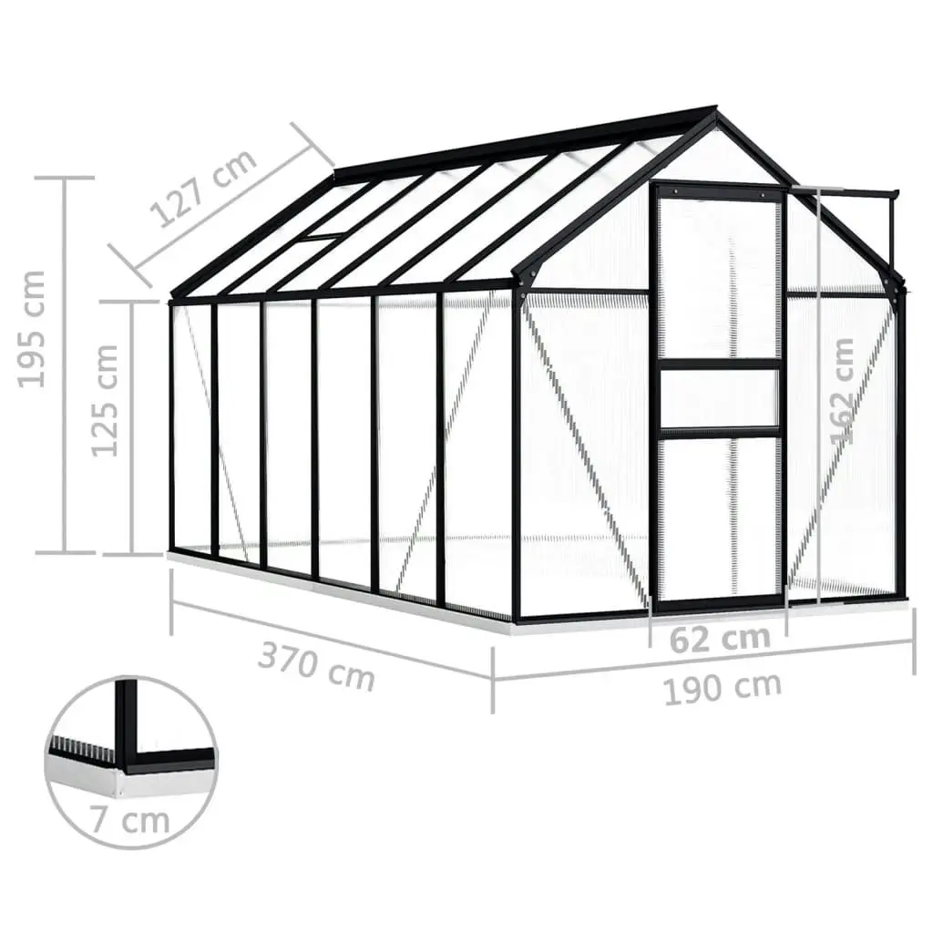 Greenhouse with Base Frame Anthracite Aluminium 7.03 mÂ² 48218