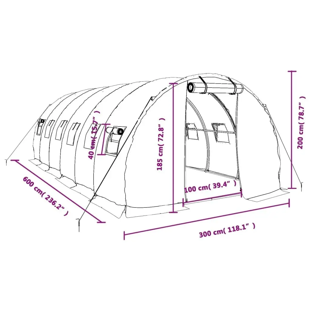 Greenhouse with Steel Frame Green 18 mÂ² 6x3x2 m 3188040