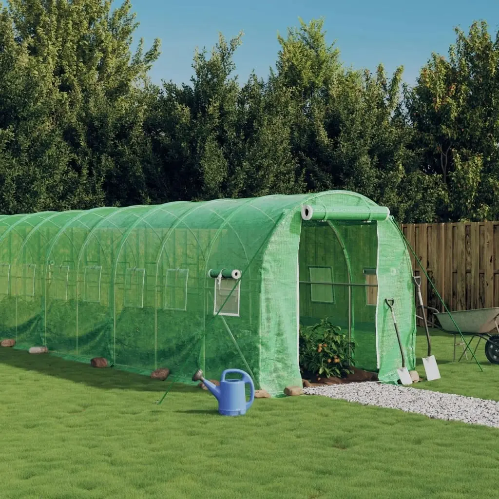 Greenhouse with Steel Frame Green 32 mÂ² 16x2x2 m 3188023