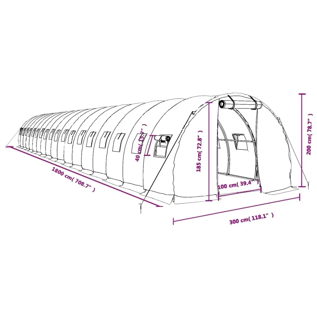 Greenhouse with Steel Frame Green 54 mÂ² 18x3x2 m 3188046