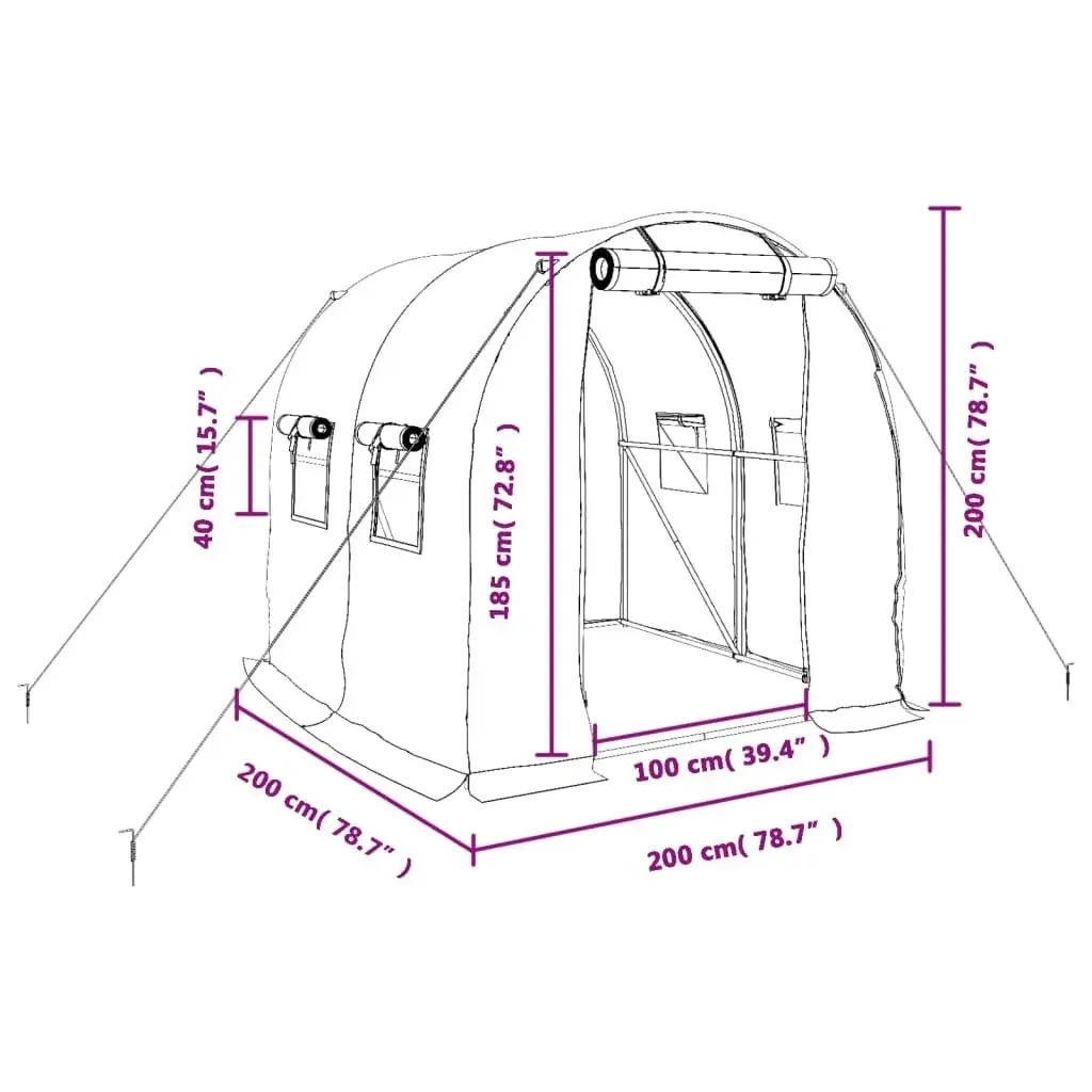 Greenhouse with Steel Frame White 4 mÂ² 2x2x2 m 364075