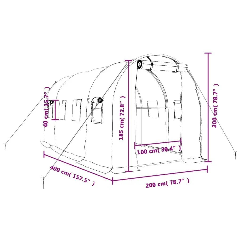 Greenhouse with Steel Frame White 8 mÂ² 4x2x2 m 3188028