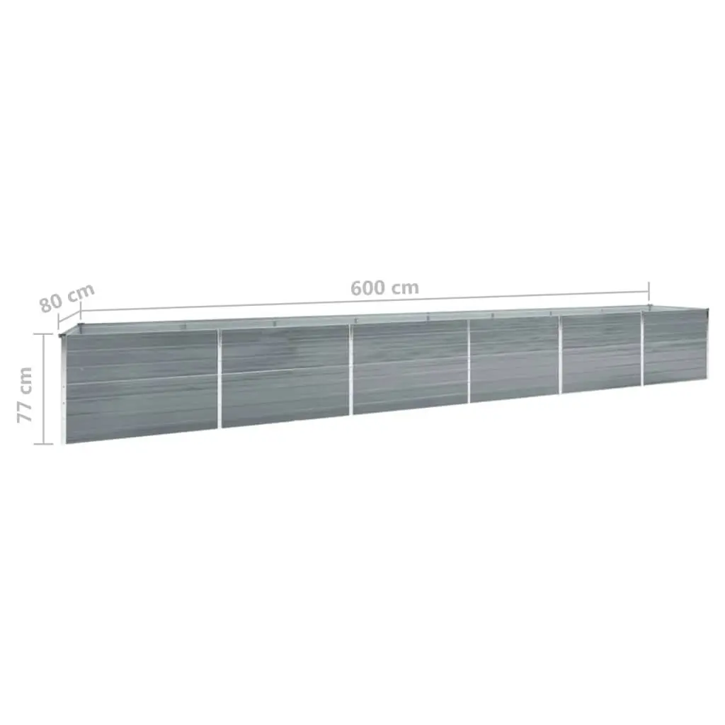 Garden Raised Bed Galvanised Steel 600x80x77 cm Grey 47076