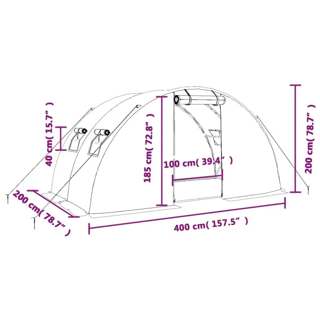 Greenhouse with Steel Frame White 8 mÂ² 4x2x2 m 364083