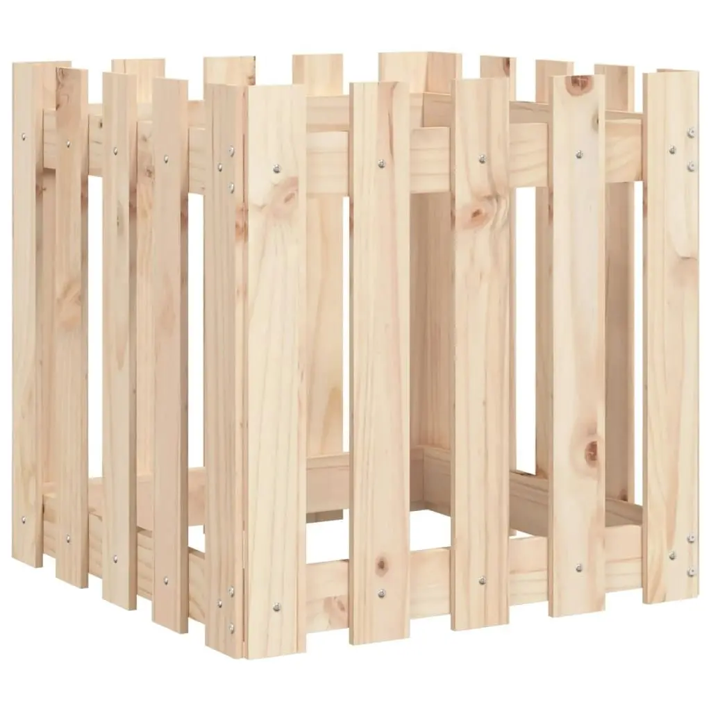 Garden Planter with Fence Design 50x50x50 cm Solid Wood Pine 832452