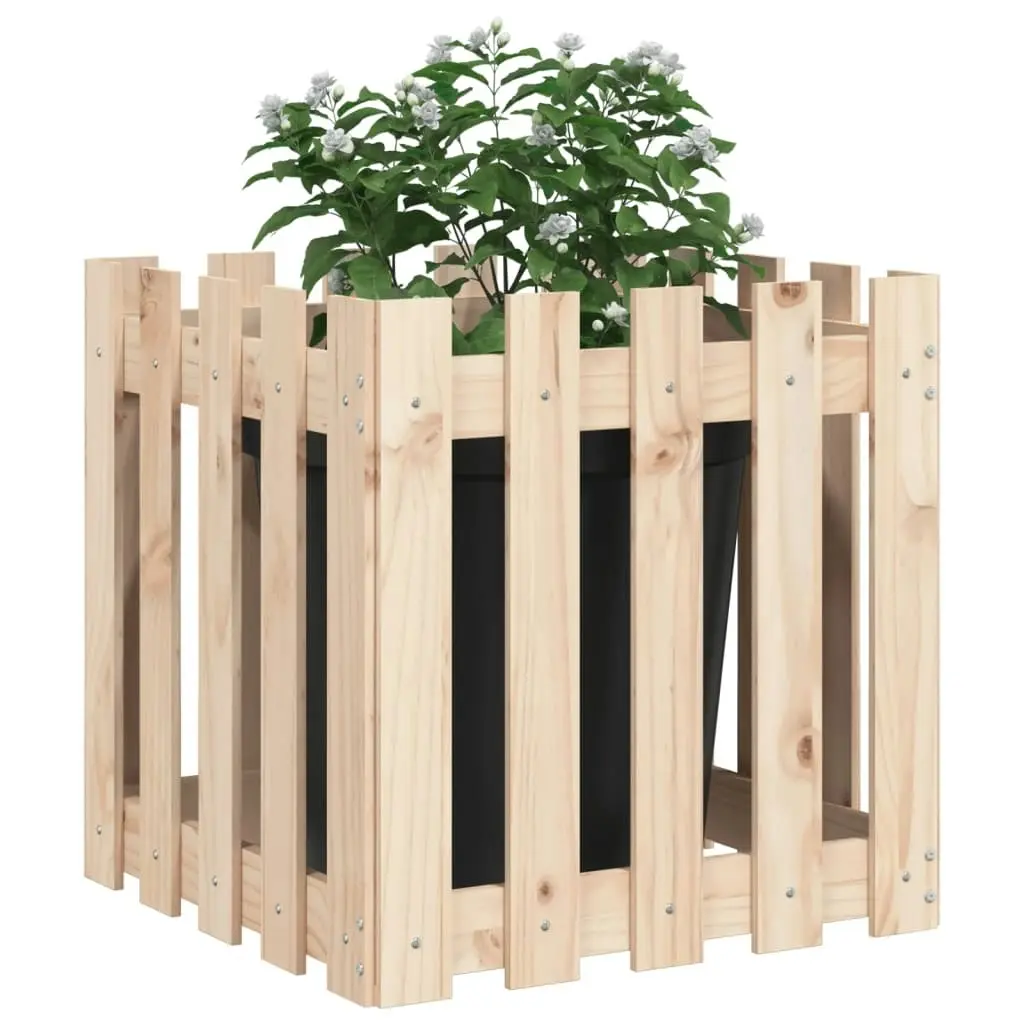 Garden Planter with Fence Design 50x50x50 cm Solid Wood Pine 832452