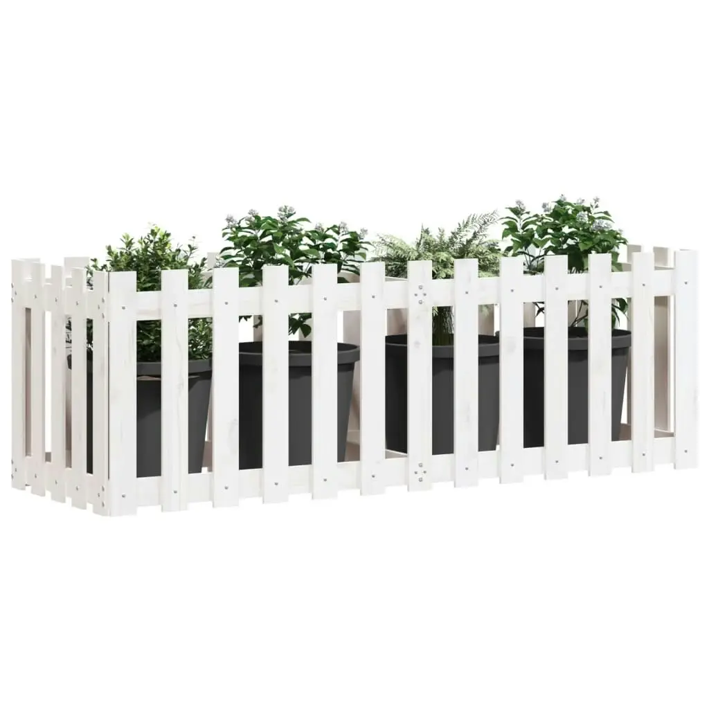 Garden Raised Bed with Fence Design White 150x50x50 cm Solid Wood Pine 832493