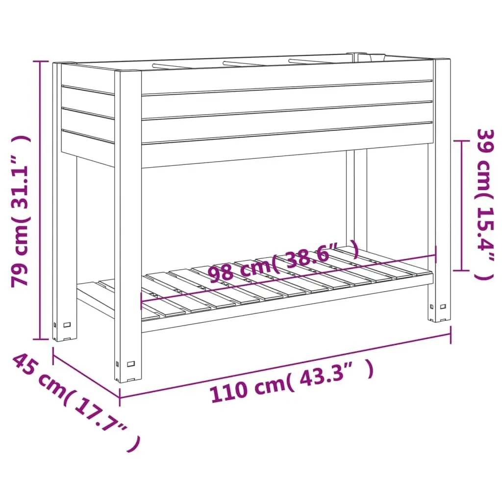 Garden Raised Bed White 110x45x79 cm Polypropylene 364177