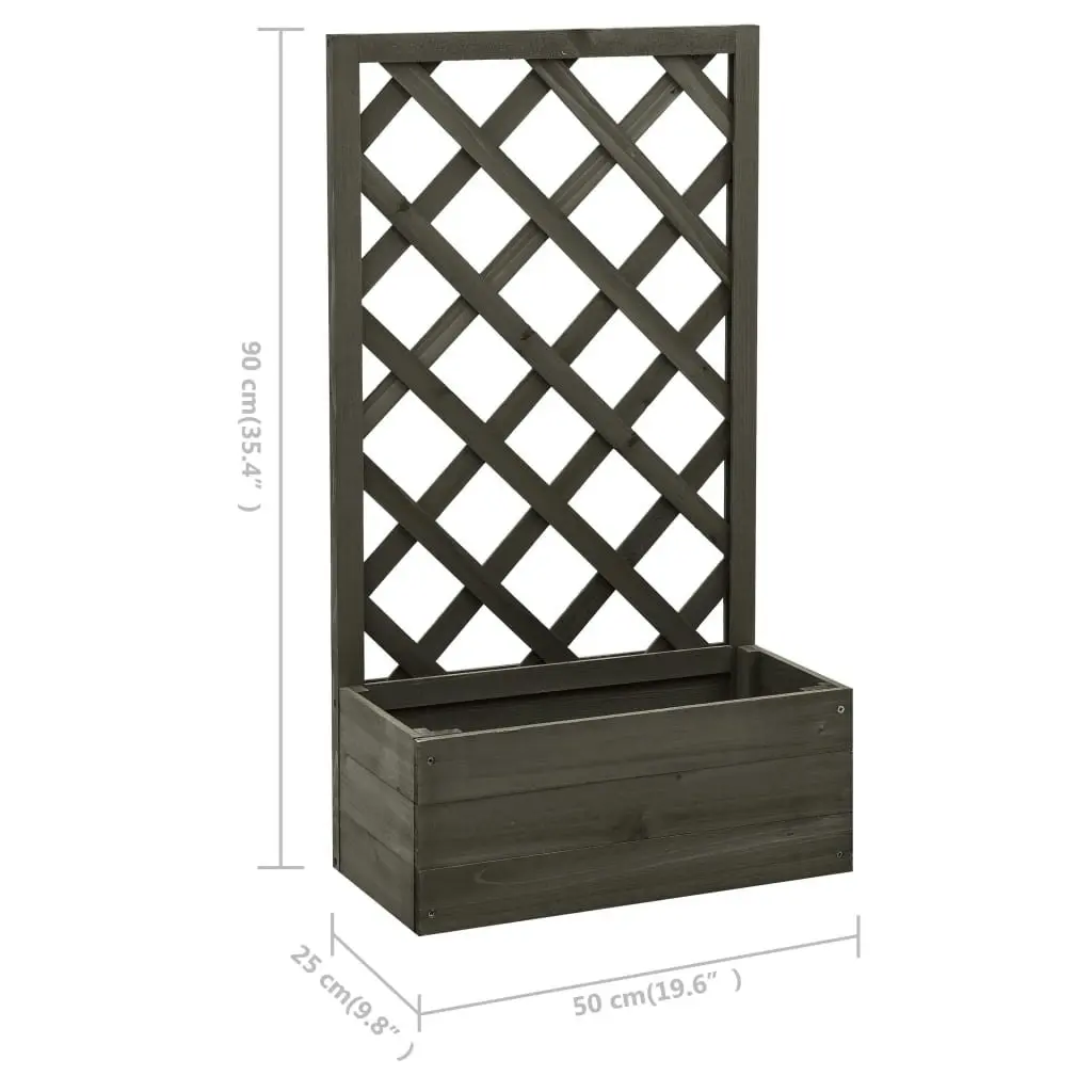 Garden Trellis Planter Grey 50x25x90 cm Solid Firwood 314831