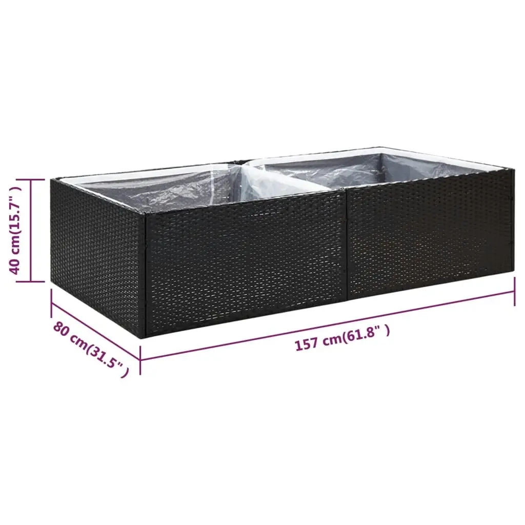 Garden Planter Black 157x80x40 cm Poly Rattan 319172