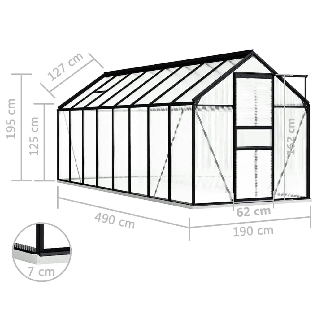 Greenhouse with Base Frame Anthracite Aluminium 9.31 mÂ² 48220