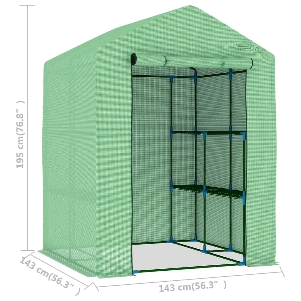 Greenhouse with Shelves Steel 143x143x195 cm 48167