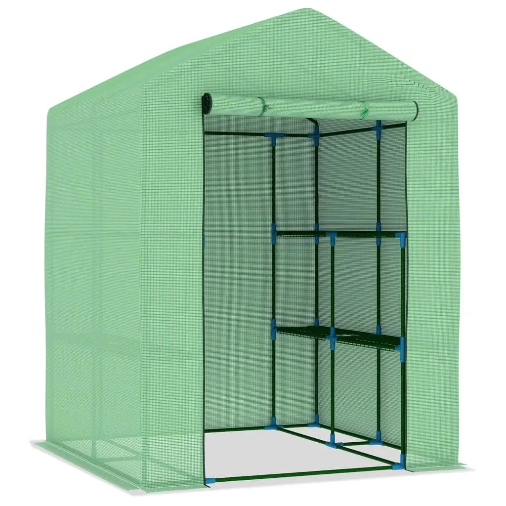 Greenhouse with Shelves Steel 143x143x195 cm 48167