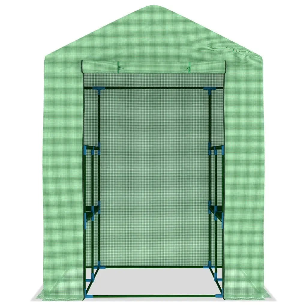 Greenhouse with Shelves Steel 143x143x195 cm 48167