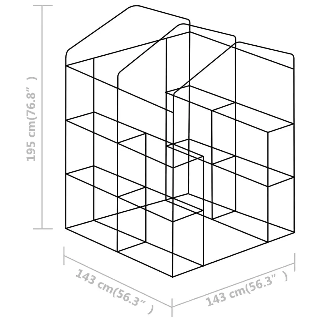 Greenhouse with Shelves Steel 143x143x195 cm 48167