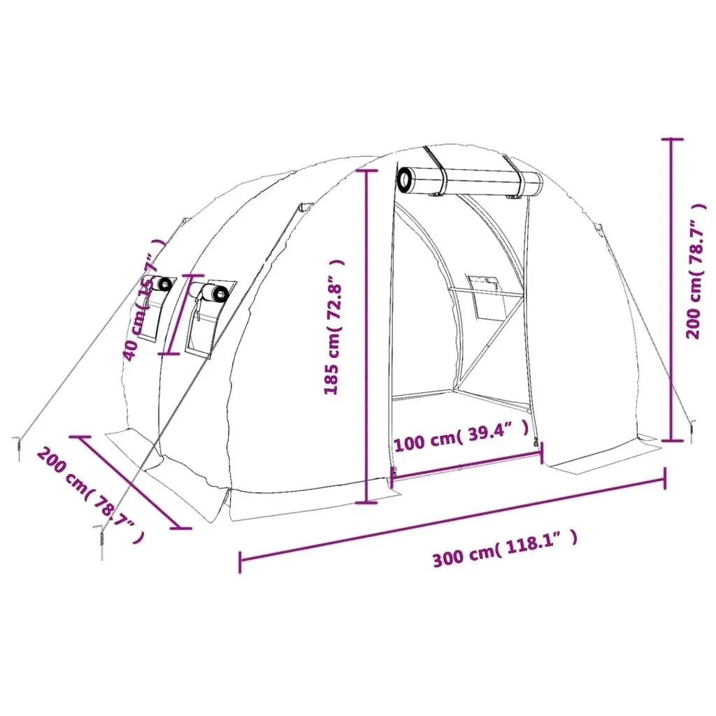 Greenhouse with Steel Frame White 6 mÂ² 3x2x2 m 364079