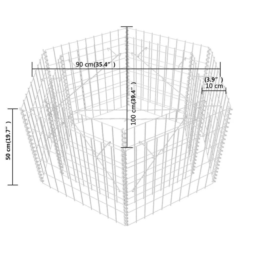 Hexagonal Gabion Raised Bed 100x90x50 cm 142532