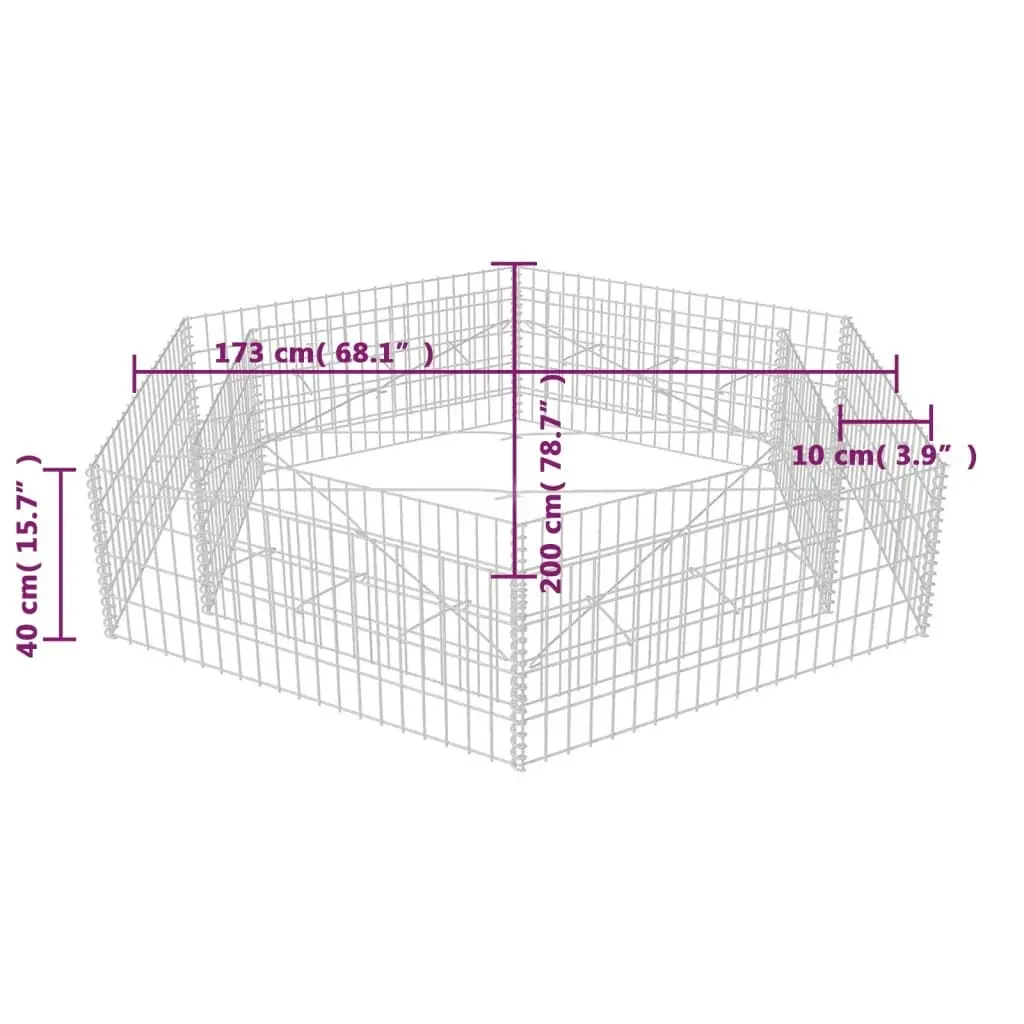 Hexagonal Gabion Raised Bed 200x173x40 cm 142536