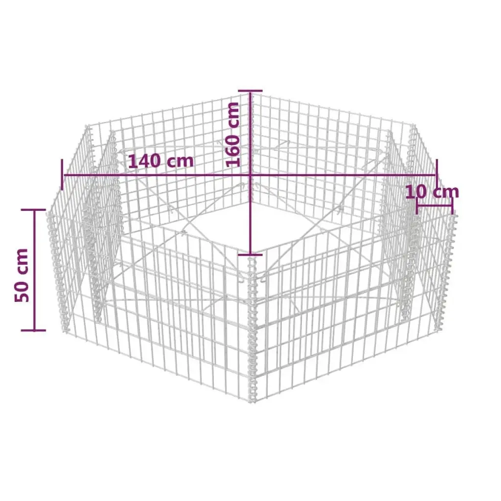 Hexagonal Gabion Raised Bed 160x140x50 cm 142534