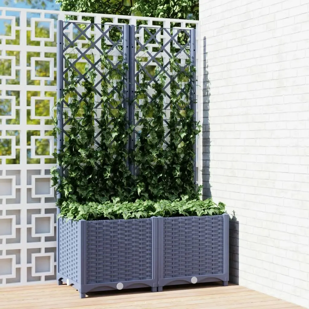 Garden Planter with Trellis Dark Grey 80x40x136 cm PP 318251