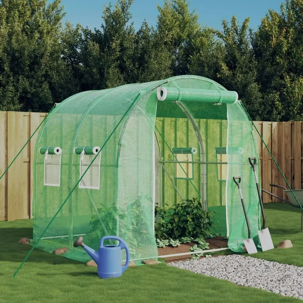 Greenhouse with Steel Frame Green 4 mÂ² 2x2x2 m 364073