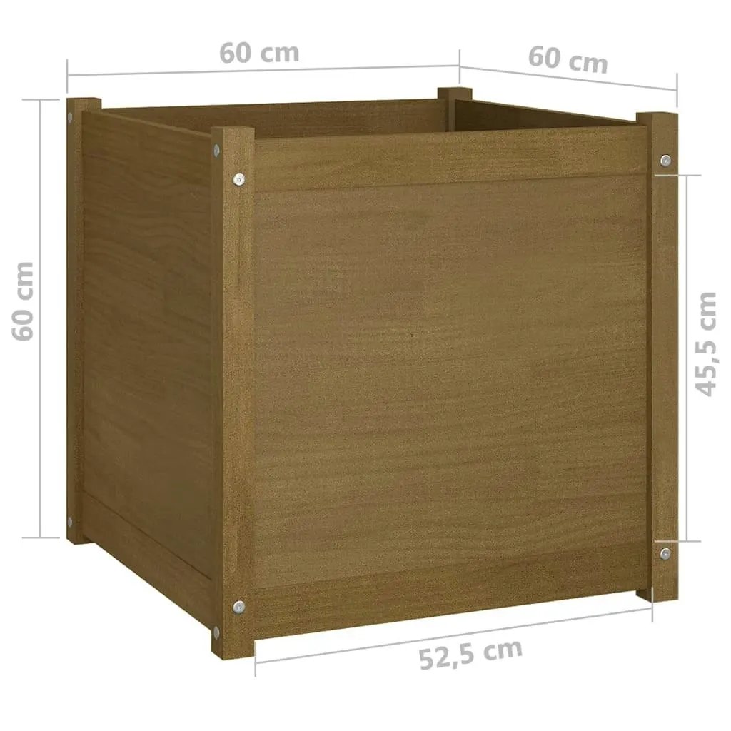 Garden Planter Honey Brown 60x60x60 cm Solid Pinewood 810564