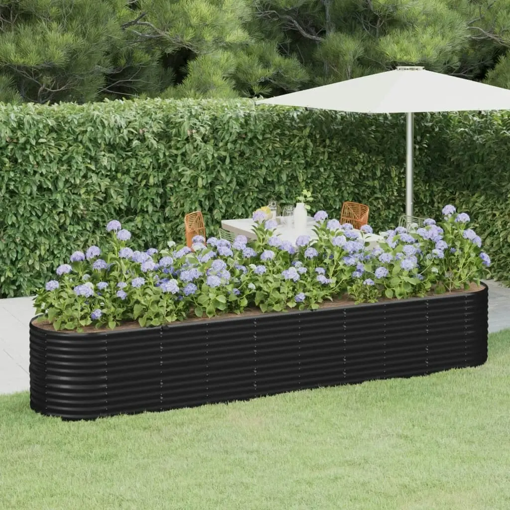 Garden Raised Bed Powder-Coated Steel 368x80x68 cm Anthracite 318966