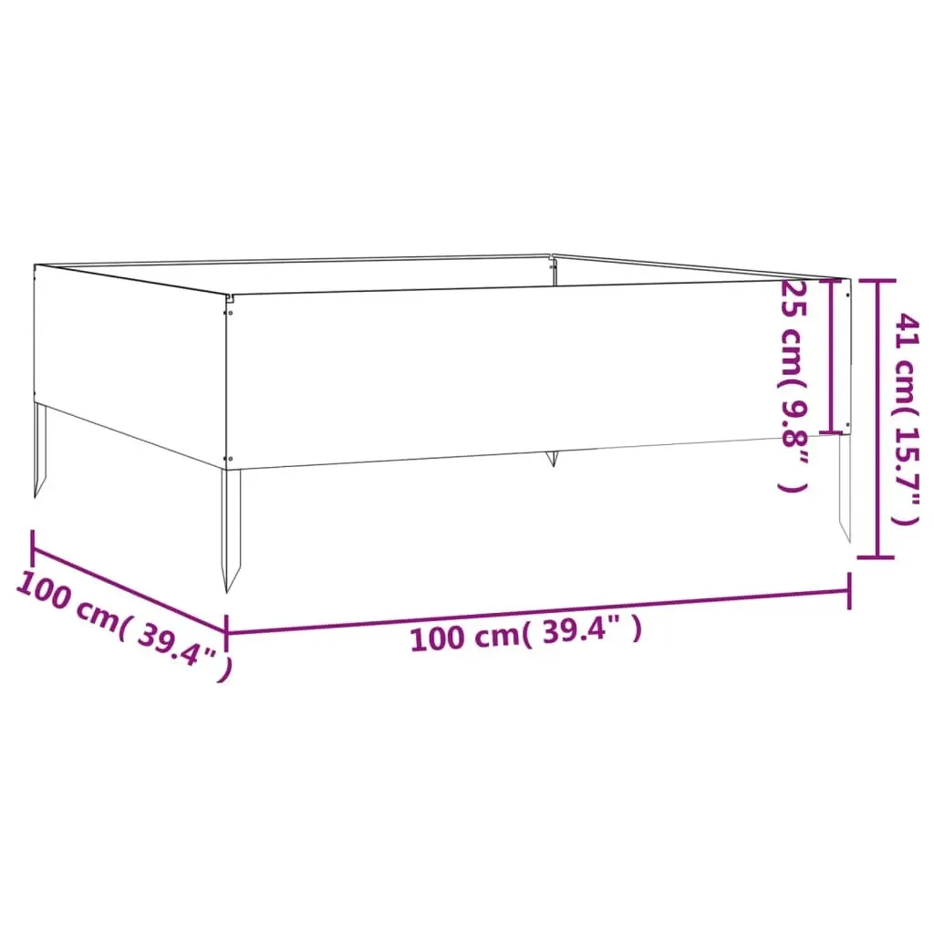 Garden Raised Bed 100x100x41 cm Corten Steel 824516