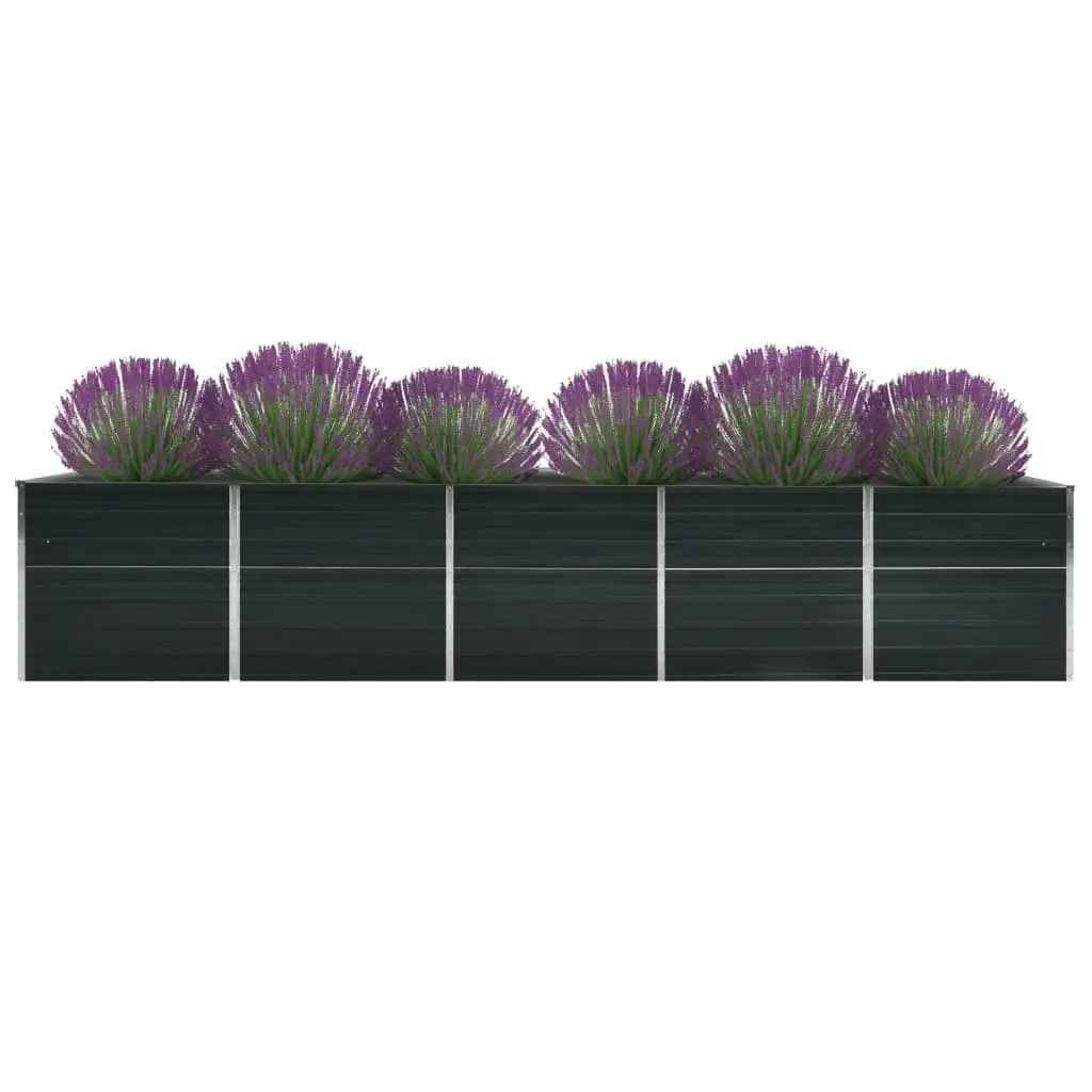 Garden Raised Bed Galvanised Steel 400x80x77 cm Anthracite 47063