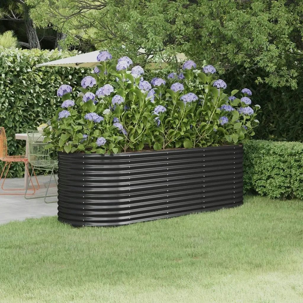 Garden Raised Bed Powder-Coated Steel 224x80x68 cm Anthracite 318956