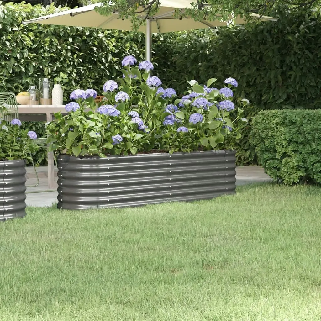 Garden Raised Bed Powder-Coated Steel 152x40x36 cm Grey 318869