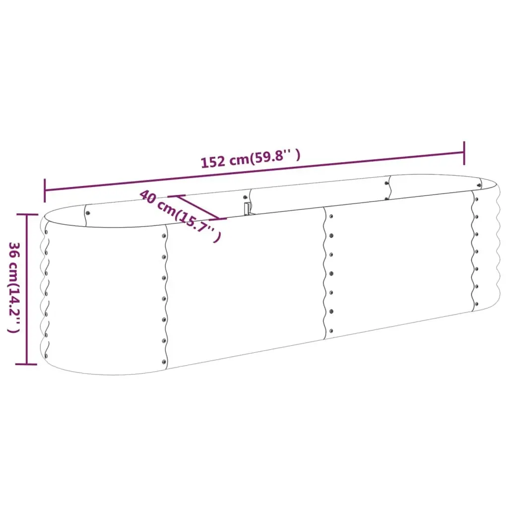 Garden Raised Bed Powder-Coated Steel 152x40x36 cm Grey 318869