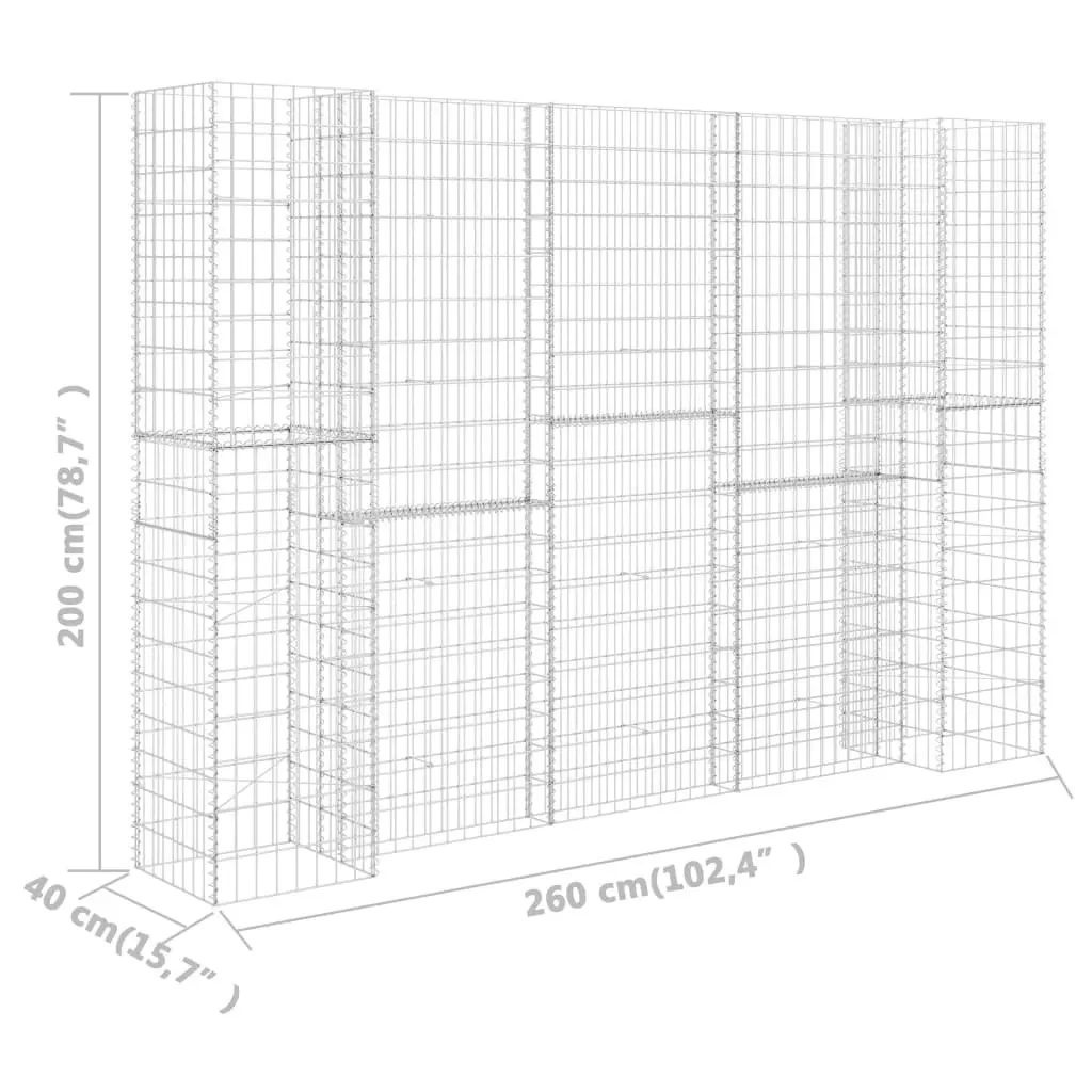 H-Shaped Gabion Planter Steel Wire 260x40x200 cm 145665