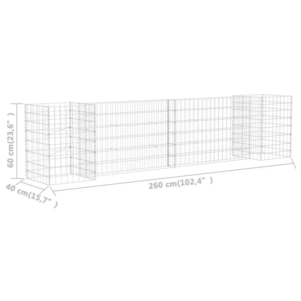 H-Shaped Gabion Planter Steel Wire 260x40x60 cm 145659