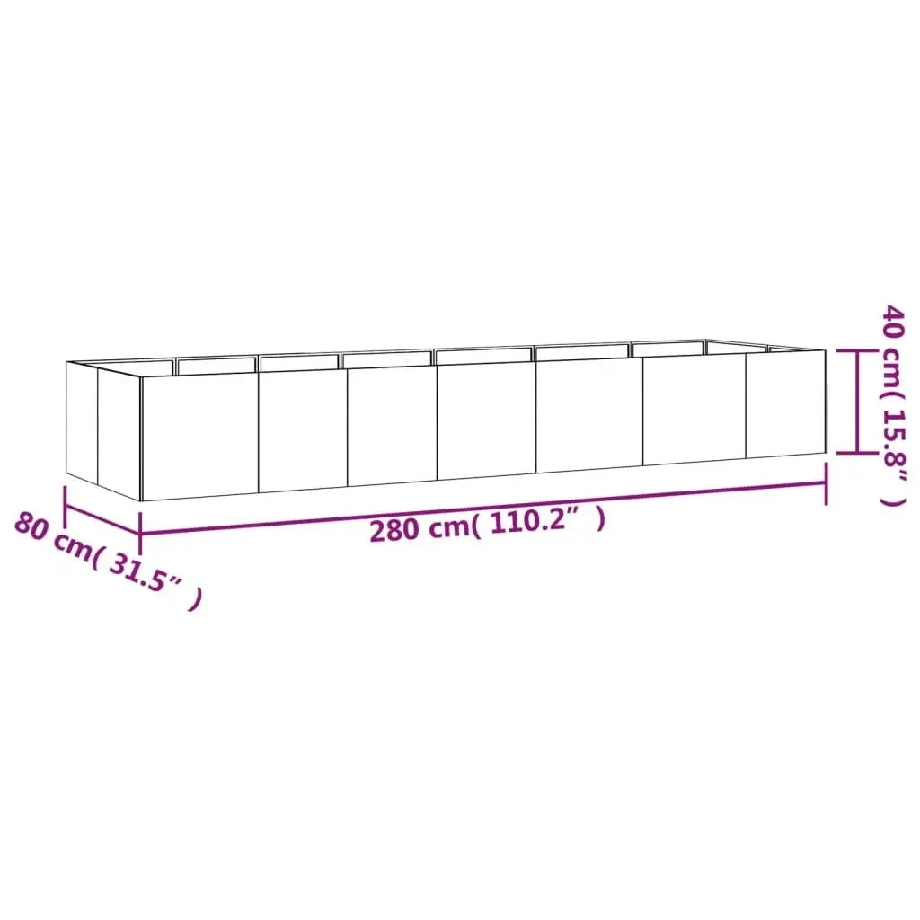 Garden Raised Bed 280x80x40 cm Corten Steel 824534