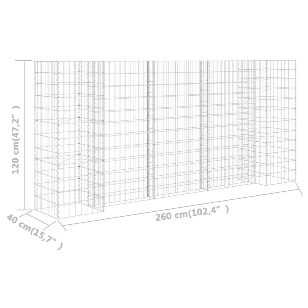 H-Shaped Gabion Planter Steel Wire 260x40x120 cm 145662