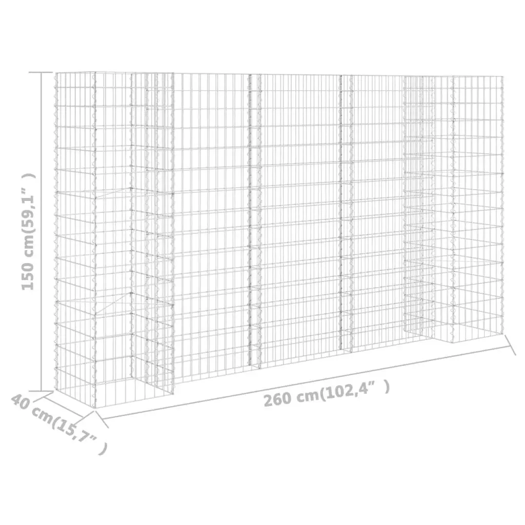 H-Shaped Gabion Planter Steel Wire 260x40x150 cm 145663