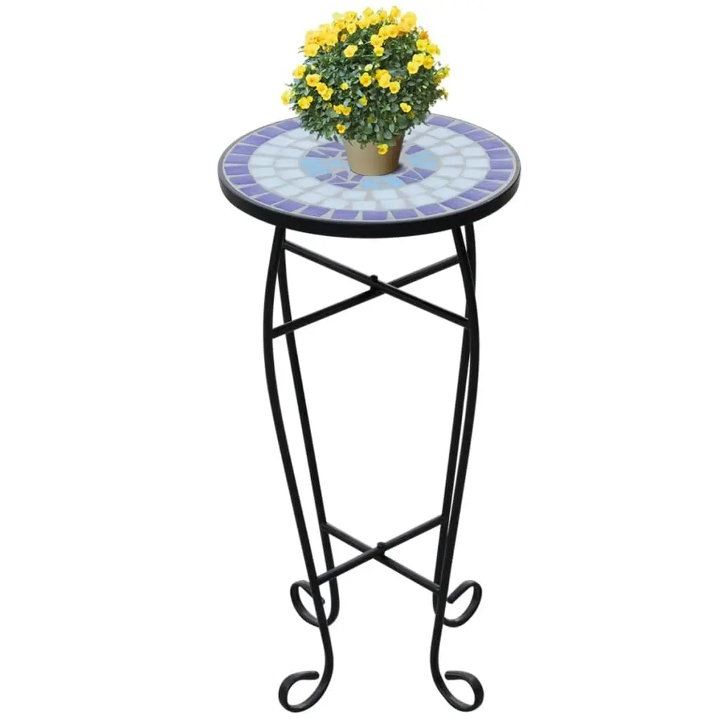 Mosaic Plant Table Blue and White 41128