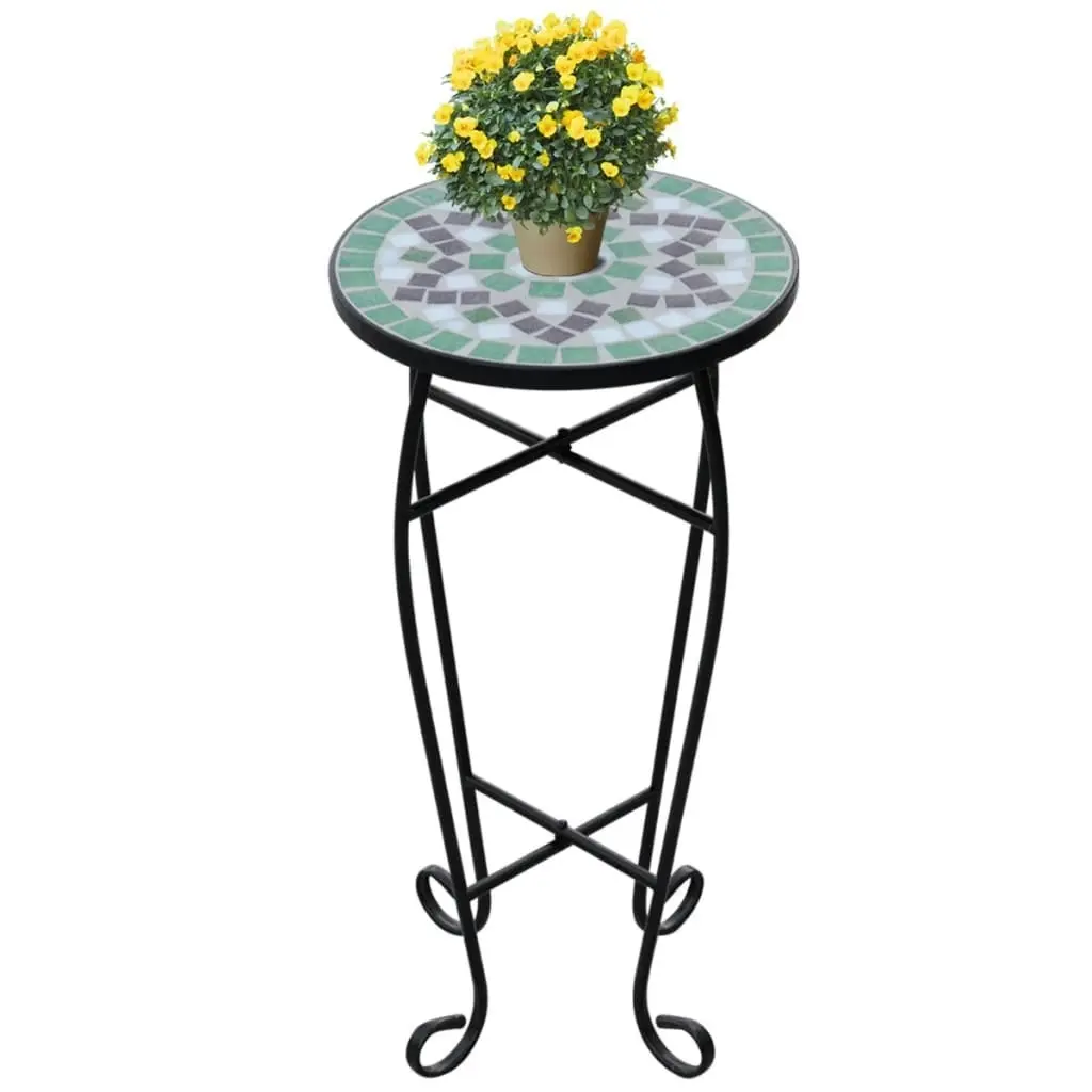 Mosaic Side Table Plant Table Green White 41130