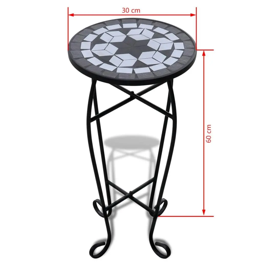 Mosaic Plant Table Black and White 41129