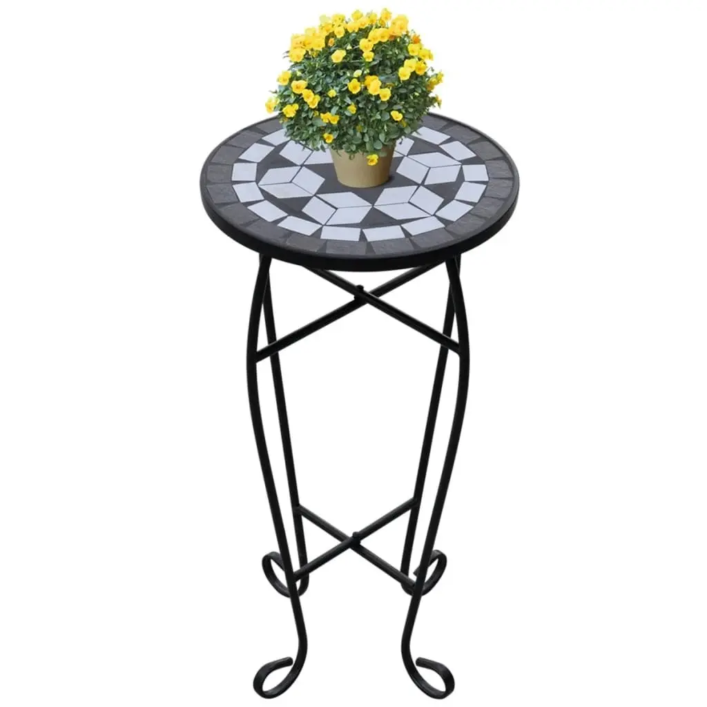 Mosaic Plant Table Black and White 41129